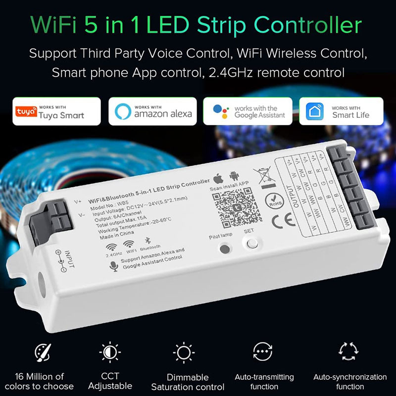 WB5 WIFI & Bluetooth 5in1 Tuya LED Controller